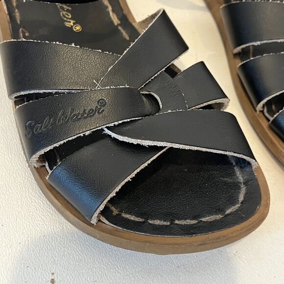 Salt Water Sandals Kids Size 13 Black Unisex Leather - Picture 7 of 8